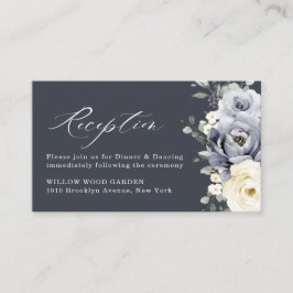 シルバーグレーアイボリーフローラウィンターウェディング披露宴 エンクロージャーカード