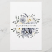 シルバーグレーアイボリーフローラ冬ブライダルシャワーゲーム (裏面)