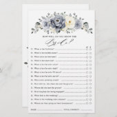 シルバーグレーアイボリーフローラ冬ブライダルシャワーゲーム (正面/裏面)