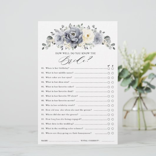 シルバーグレーアイボリーフローラ冬ブライダルシャワーゲーム (スタンド正面)