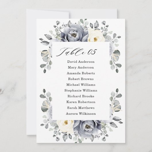 シルバーグレーアイボリーフローラ冬季座席表 招待状 (正面)