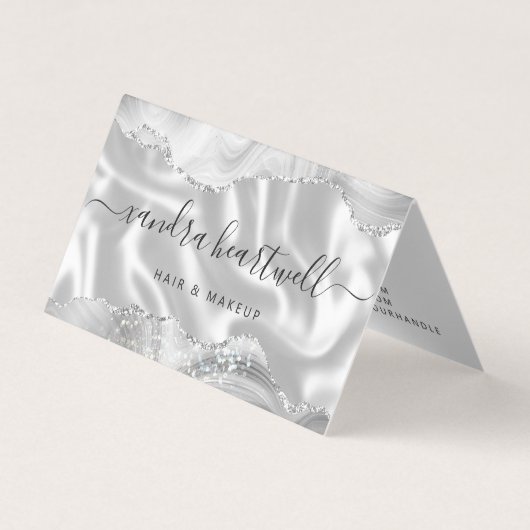 シルバーグレーアゲートグリッターラグジュアリー 名刺 (正面)