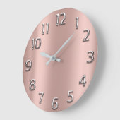 シルバーグレーアラビア数字金ゴールドミニマル金属バラ ラージ壁時計 (傾斜)