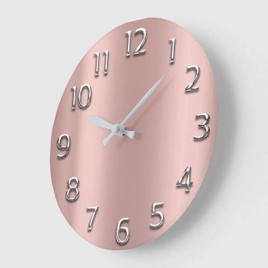 シルバーグレーアラビア数字金ゴールドミニマル金属バラ ラージ壁時計 (傾斜)