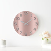 シルバーグレーアラビア数字金ゴールドミニマル金属バラ ラージ壁時計 (ホーム)