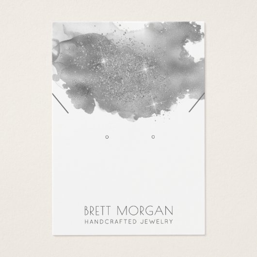 シルバーグレーインクグリッターイヤリング及びネックレス (正面)