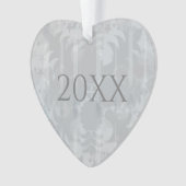 シルバーグレーウェディングデイデコパーソナライズされたールハート オーナメント (正面)