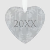 シルバーグレーウェディングデイデコパーソナライズされたールハート オーナメント (正面)