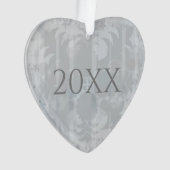 シルバーグレーウェディングデイデコパーソナライズされたールハート オーナメント (正面)