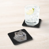 シルバーグレーウルフワイルドライフポートレート コースター (右側)