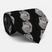 シルバーグレーウルフワイルドライフポートレート ネクタイ (ロール)