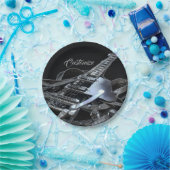 シルバーグレーエレキギター紙プレート ペーパープレート (パーティー)