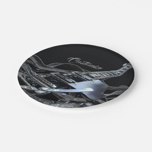 シルバーグレーエレキギター紙プレート ペーパープレート (アングル)