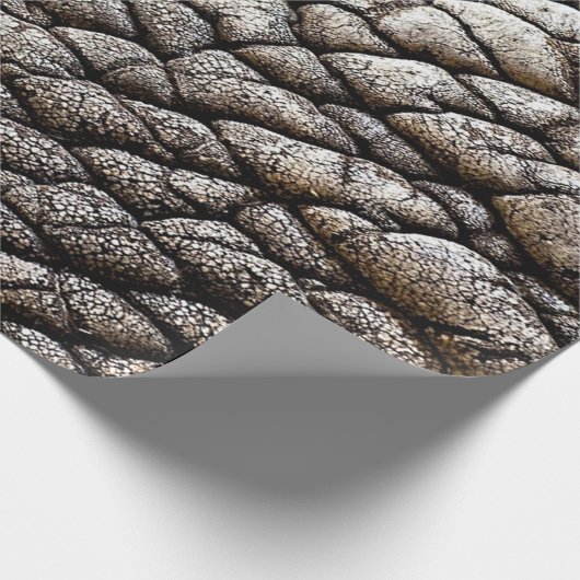 シルバーグレーエレファントスキンアニマルプリント ラッピングペーパー (角)