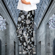 シルバーグレーオンブラックモダンヴィンテージフローラトイル