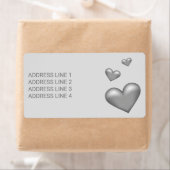 シルバーグレーカラーハートカスタム文字 ラベル (インサイチュ)