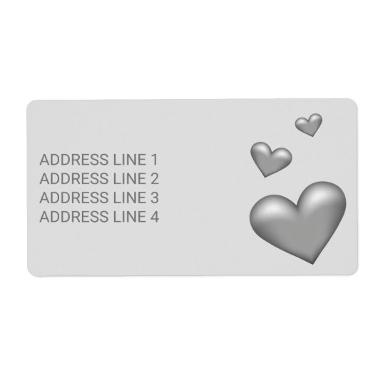 シルバーグレーカラーハートカスタム文字 ラベル (正面)