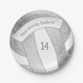 シルバーグレーガーリーバレーボール誕生日パーティー ペーパープレート (正面)