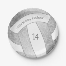 シルバーグレーガーリーバレーボール誕生日パーティー ペーパープレート