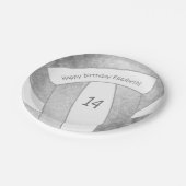 シルバーグレーガーリーバレーボール誕生日パーティー ペーパープレート (アングル)