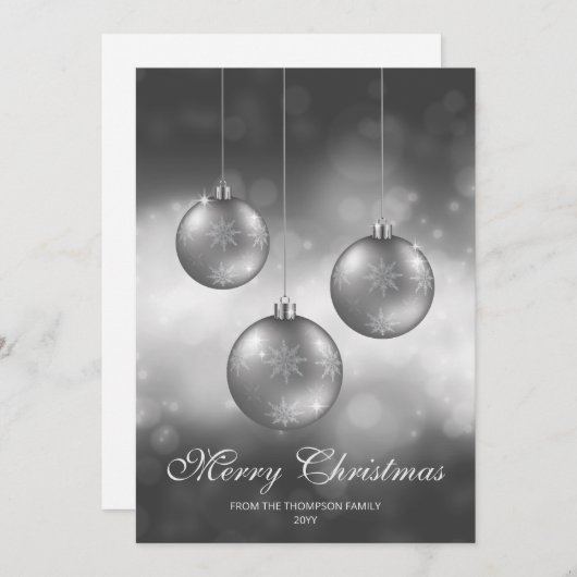 シルバーグレークリスマスボーカスタムブルと文字 シーズンカード (正面/裏面)