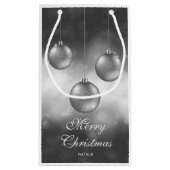 シルバーグレークリスマスボーカスタムブルと文字 スモールペーパーバッグ (裏面)