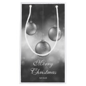 シルバーグレークリスマスボーカスタムブルと文字 スモールペーパーバッグ (正面)