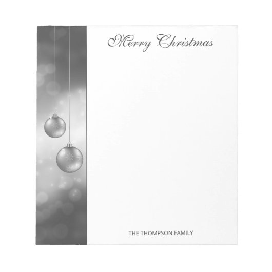 シルバーグレークリスマスボーカスタムブルと文字 ノートパッド (正面)