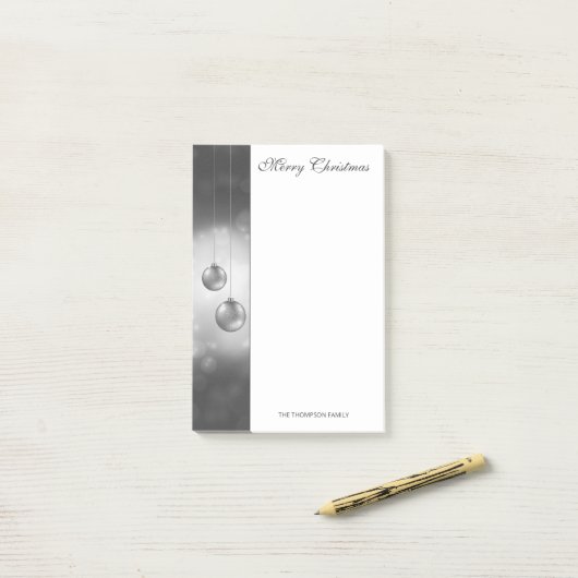 シルバーグレークリスマスボーカスタムブルと文字 ポストイット (デスク上)