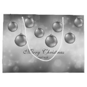 シルバーグレークリスマスボーカスタムブルと文字 ラージペーパーバッグ (裏面)