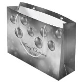 シルバーグレークリスマスボーカスタムブルと文字 ラージペーパーバッグ (裏面アングル)