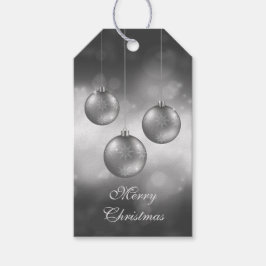 シルバーグレークリスマスボードオンレッド《写真》ぼけ味 ギフトタグ