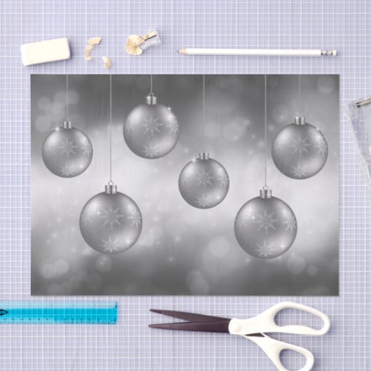 シルバーグレークリスマスボーブルオングレー《写真》ぼけ味 薄葉紙 (クラフト)