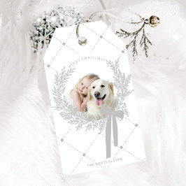 シルバーグレークリスマスリース写真 ギフトタグ