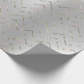 シルバーグレーグラファイトメタリックフォキシエVIPシェブロン ラッピングペーパー (角)