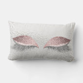 シルバーグレーグリッターアイズピンクグラームメイクアップガラス ランバークッション (裏面)