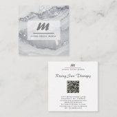 *~*シルバーグレーグリッターグラムQRルクースイニシャルAP66 スクエア名刺 (正面/裏面)