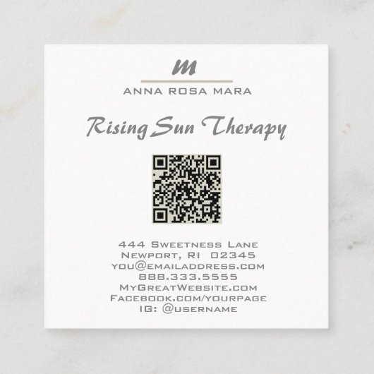 *~*シルバーグレーグリッターグラムQRルクースイニシャルAP66 スクエア名刺 (裏面)