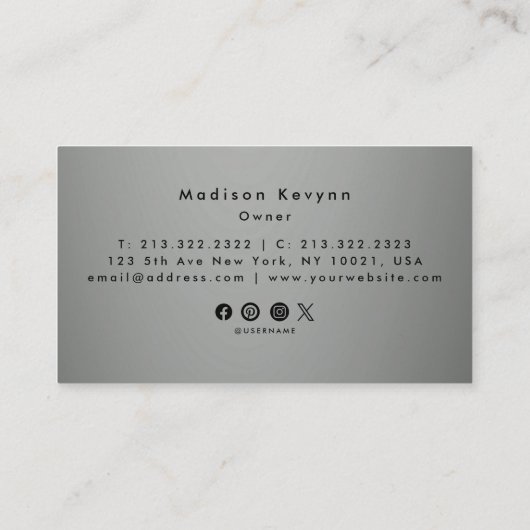 シルバーグレーグリッターテクスチャ 名刺 (裏面)