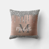 シルバーグレーグリッタードリップスピンクメタモノグラムのル クッション (裏面)