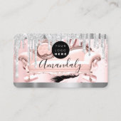 シルバーグレーグリッタードリップフレームQrコードロゴスパ 名刺 (正面)