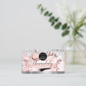 シルバーグレーグリッタードリップフレームQrコードロゴスパ 名刺 (スタンド正面)