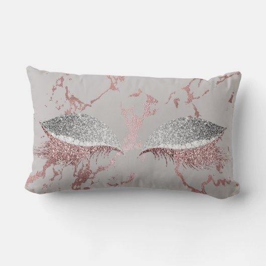 シルバーグレーグリッターバラ金ゴールドピンクメイクアップマーブル ランバークッション (裏面)