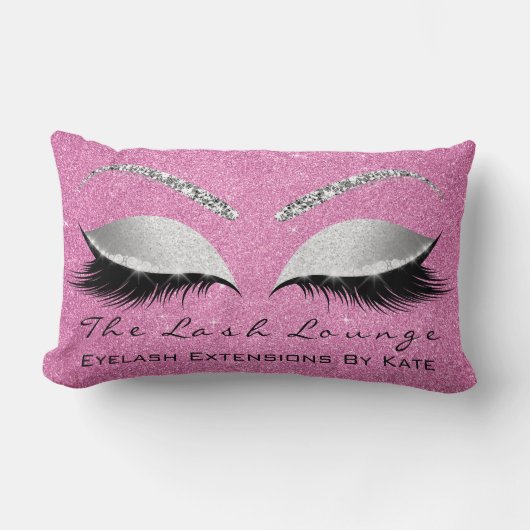 シルバーグレーグリッターピンクローズメイクアップアイラッシュ ランバークッション (正面)