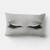 シルバーグレーグリッターブラックグラムメイクアップアイズ美しい ランバークッション (裏面)