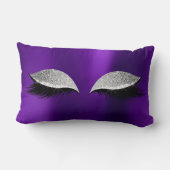 シルバーグレーグリッターブラックグラムメイクアップキャットパープル ランバークッション (裏面)