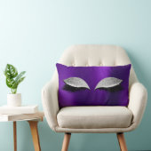 シルバーグレーグリッターブラックグラムメイクアップキャットパープル ランバークッション (椅子)