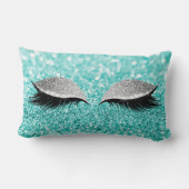 シルバーグレーグリッターブラックグラムメイクアップティファニーアクア ランバークッション (裏面)