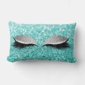 シルバーグレーグリッターブラックグラムメイクアップティファニーアクア ランバークッション (正面)