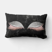 シルバーグレーグリッターブラックグラムメイクアップマーブルブラック ランバークッション (裏面)